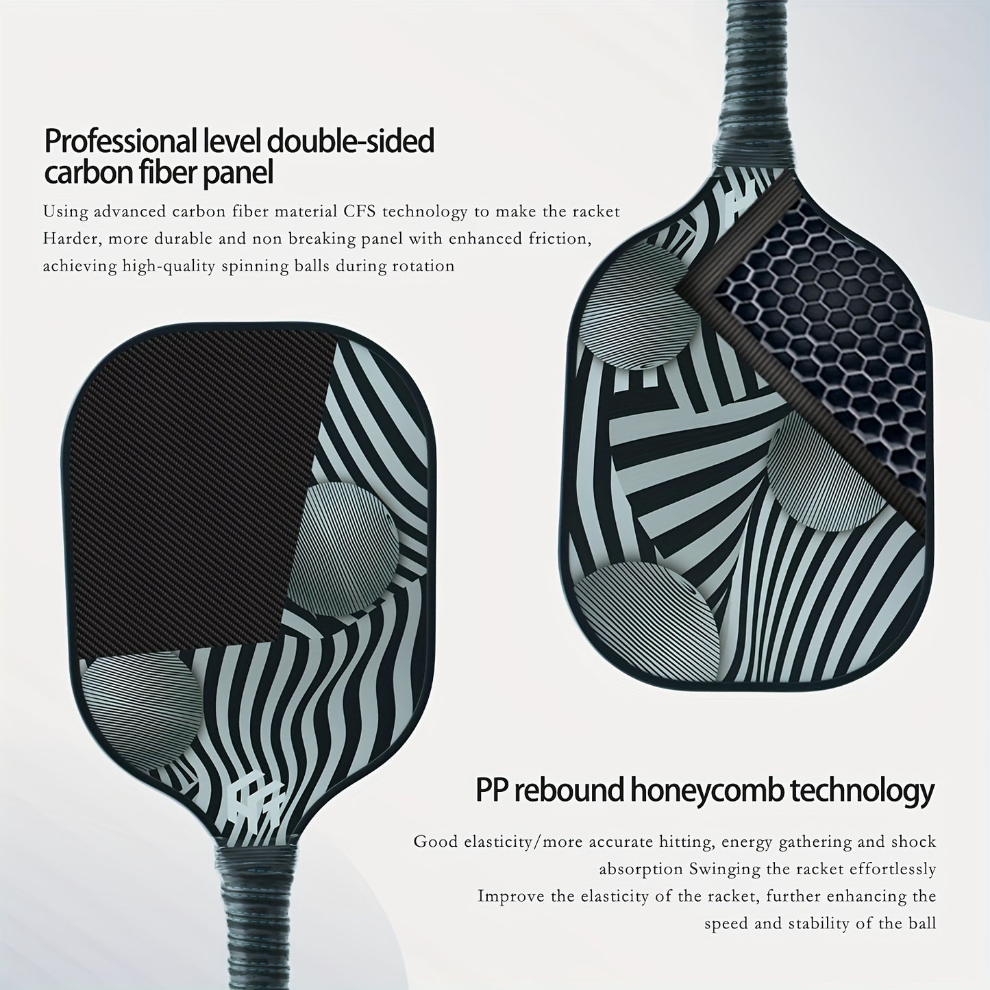 Professional Carbon Fiber Pickleball Paddle Set, 2pcs Paddles, 4pcs Balls And 1pc Bag / 1pc Paddle And 1pc Protective Bag